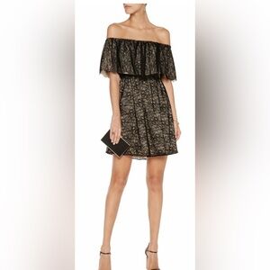 Alice + Olivia Suzy Off The Shoulder Lace Black Dress Size Medium Dressy